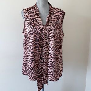 Kasper Tie Front Sleeveless Blouse Size XL